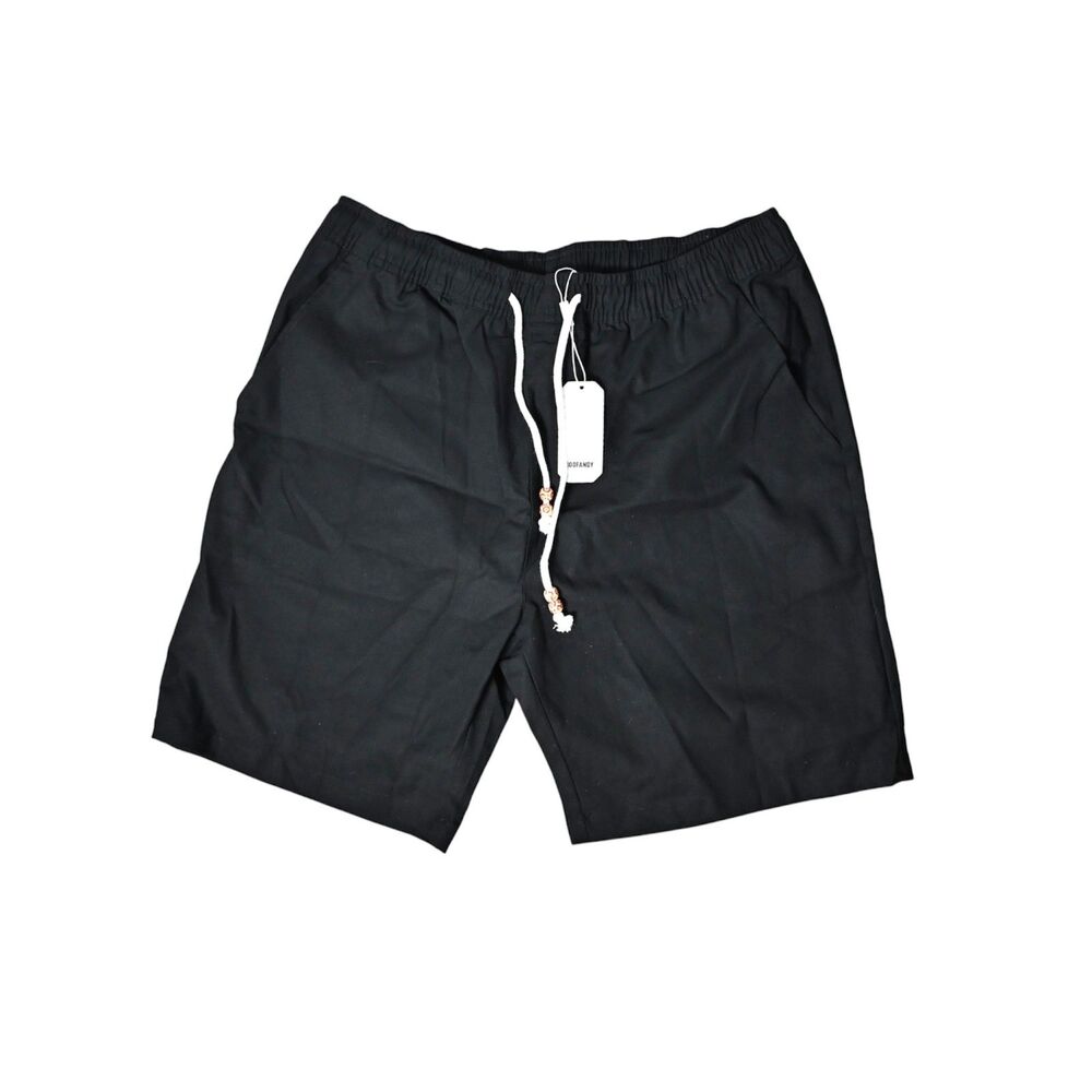 COOFANDY Mens Black Casual Beachy Coastal Drawstring Elastic Lightweight LG